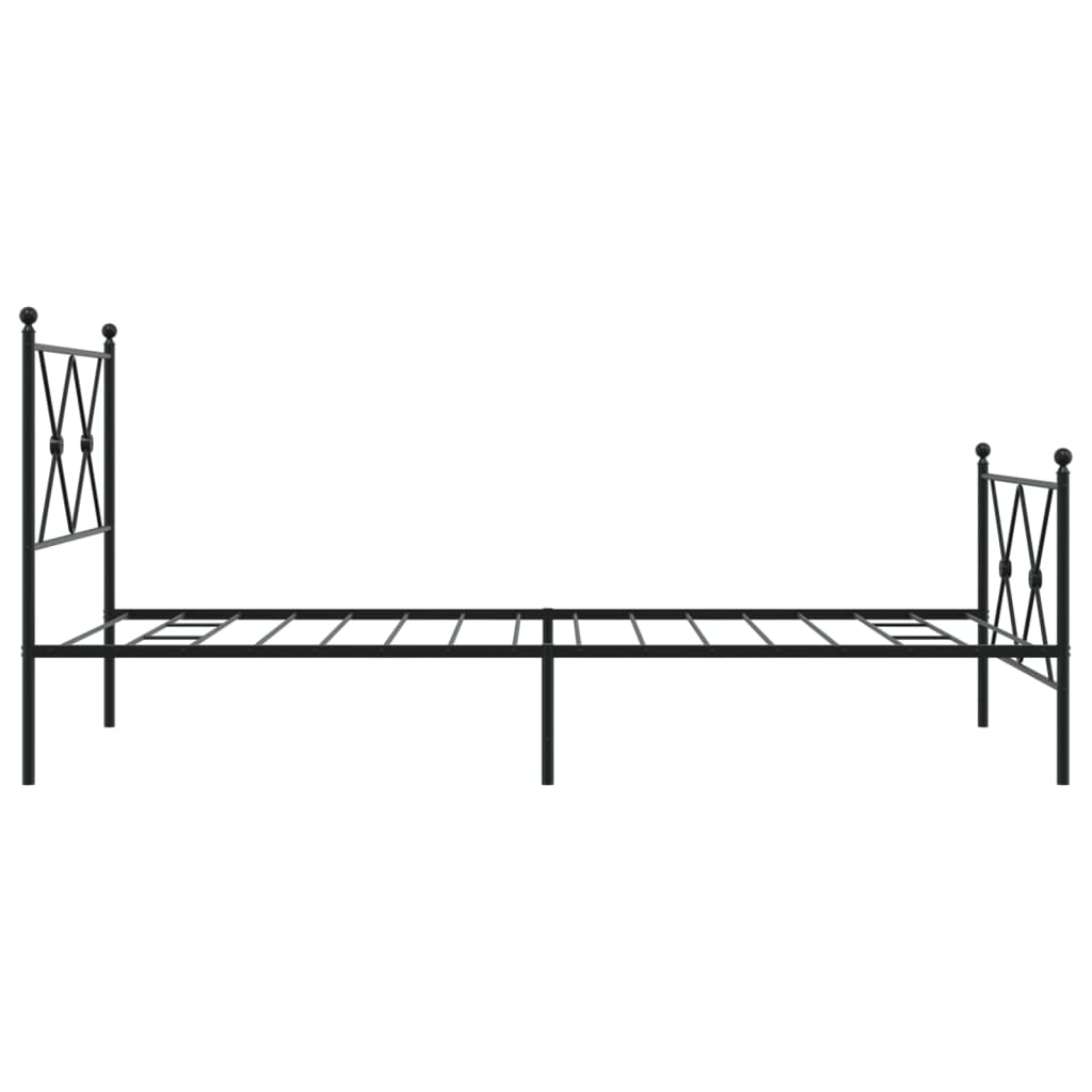 sengeramme med sengegavl og fodgærde 90x190 cm metal sort