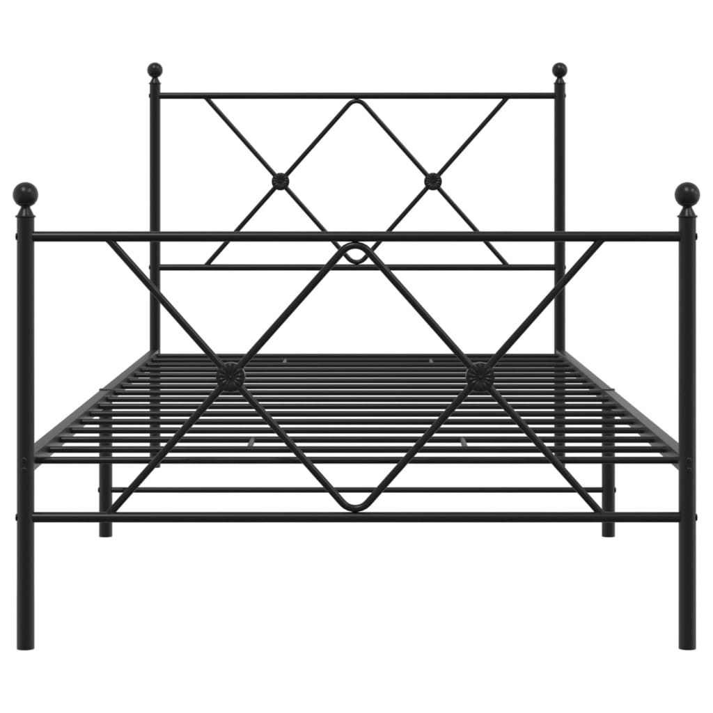 sengeramme med sengegavl og fodgærde 90x200 cm metal sort