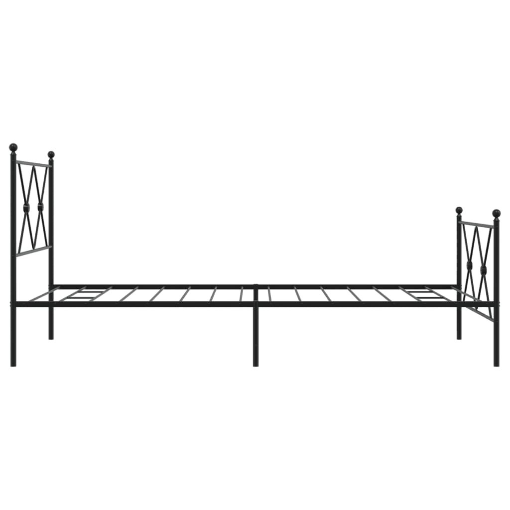 sengeramme med sengegavl og fodgærde 90x200 cm metal sort