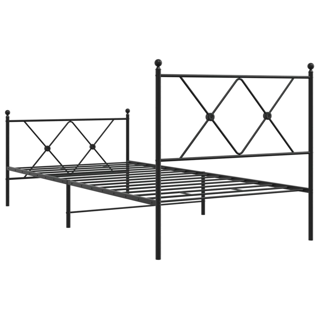 sengeramme med sengegavl og fodgærde 90x200 cm metal sort