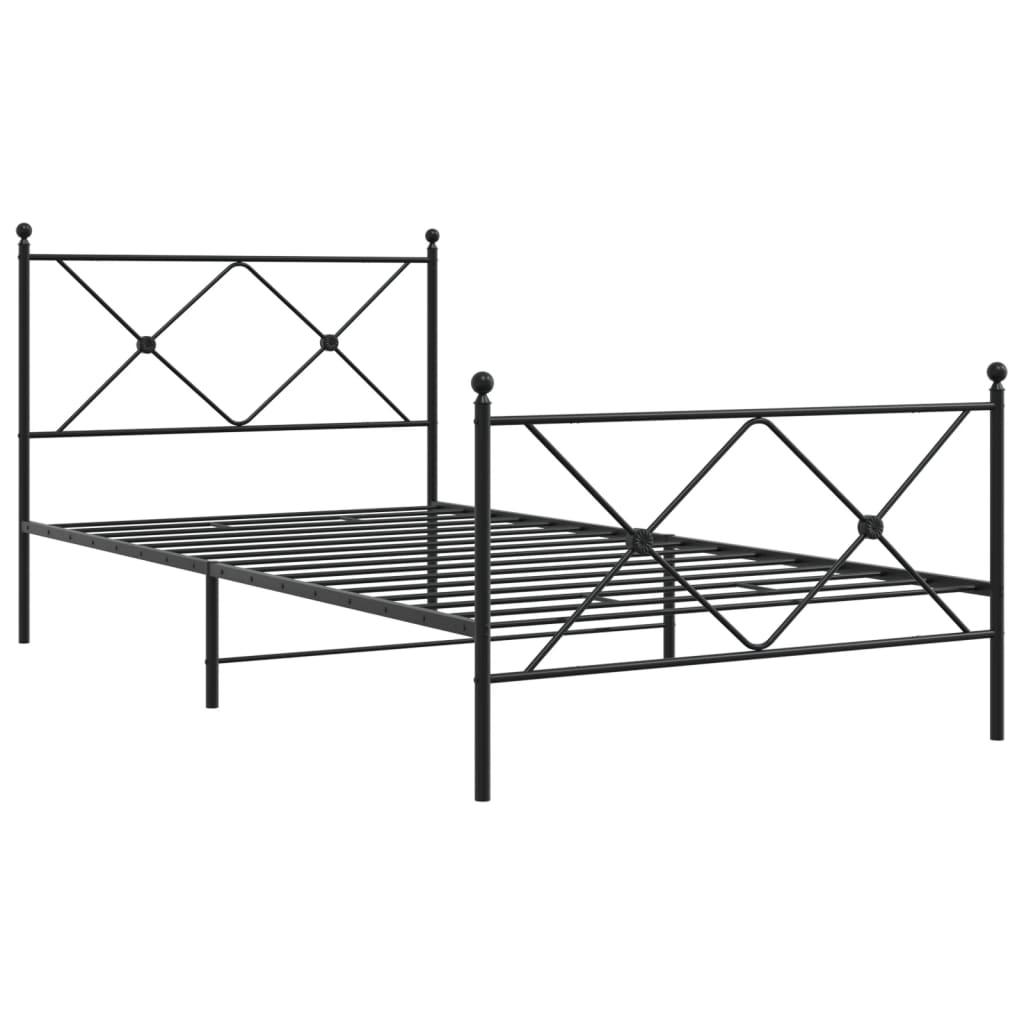 sengeramme med sengegavl og fodgærde 100x190 cm metal sort