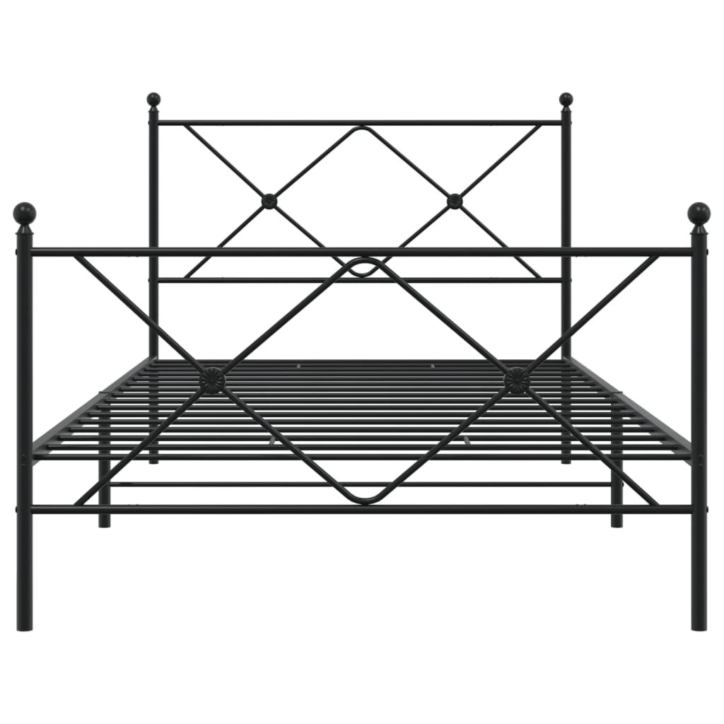 sengeramme med sengegavl og fodgærde 100x190 cm metal sort