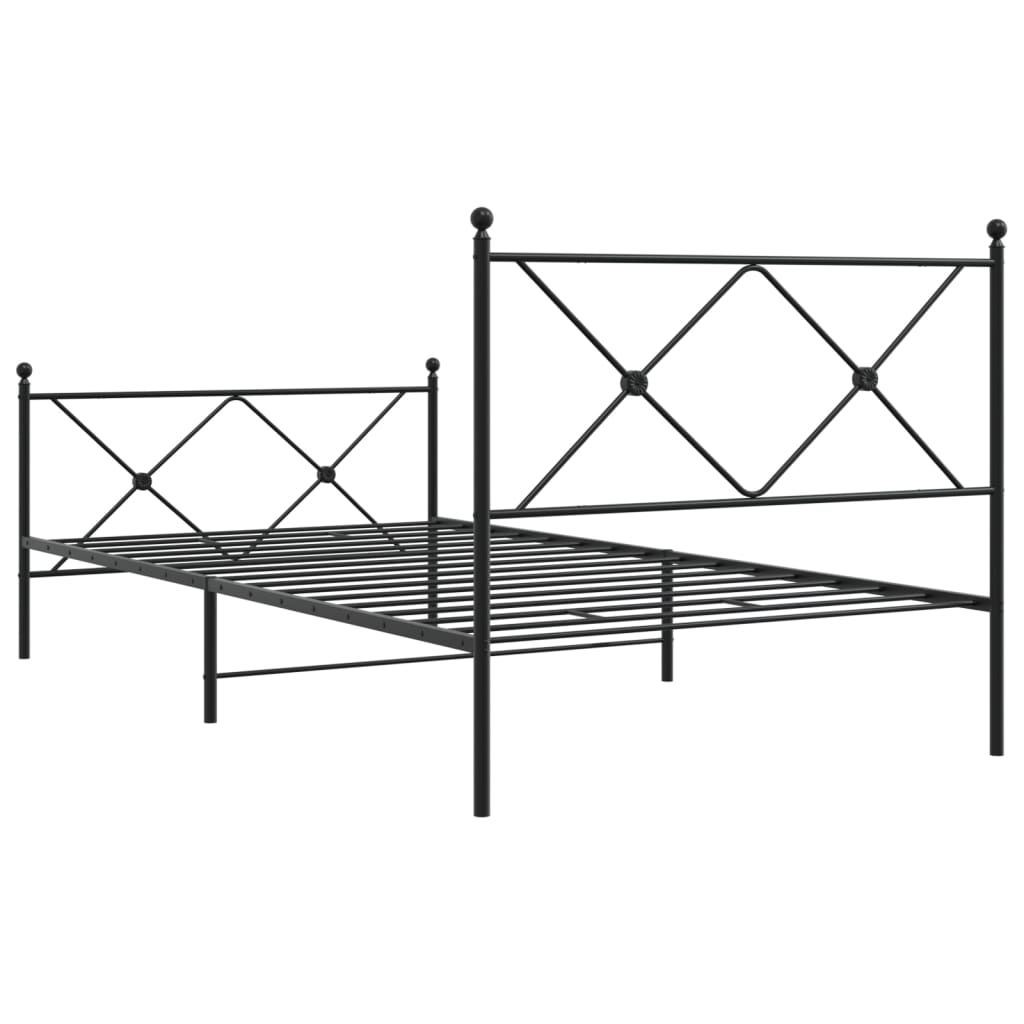 sengeramme med sengegavl og fodgærde 100x190 cm metal sort