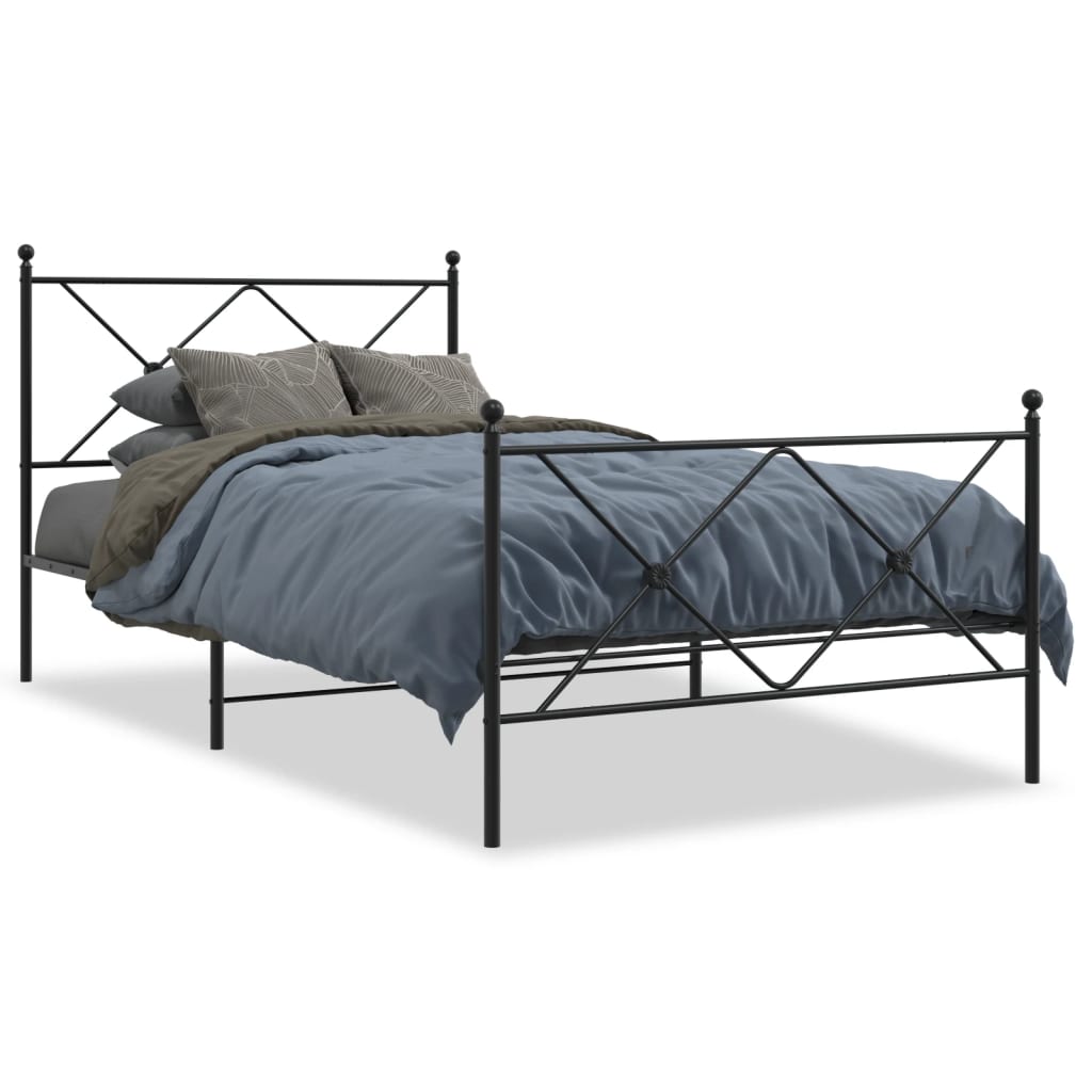 sengeramme med sengegavl og fodgærde 100x200 cm metal sort