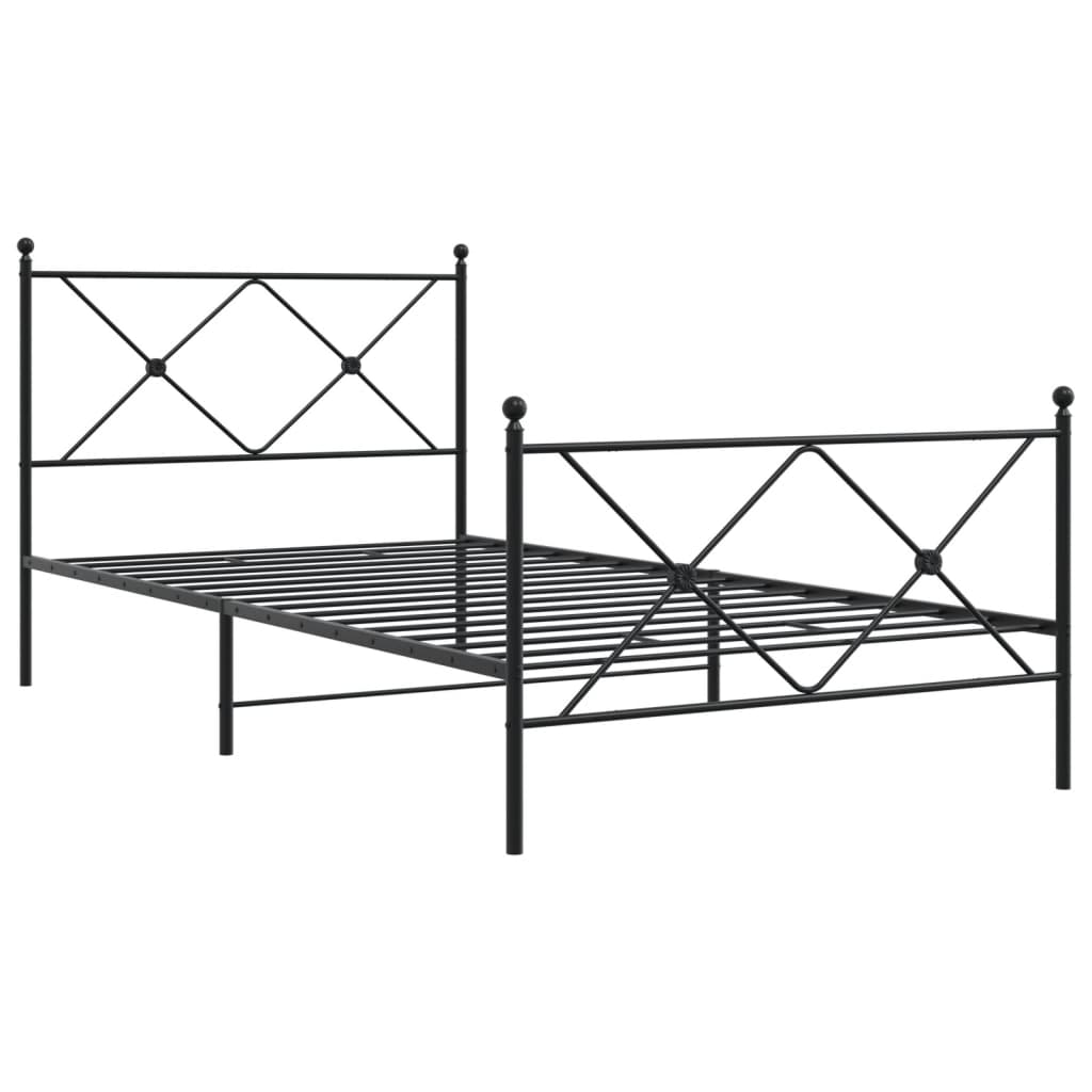 sengeramme med sengegavl og fodgærde 100x200 cm metal sort