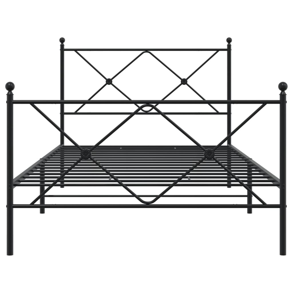 sengeramme med sengegavl og fodgærde 100x200 cm metal sort