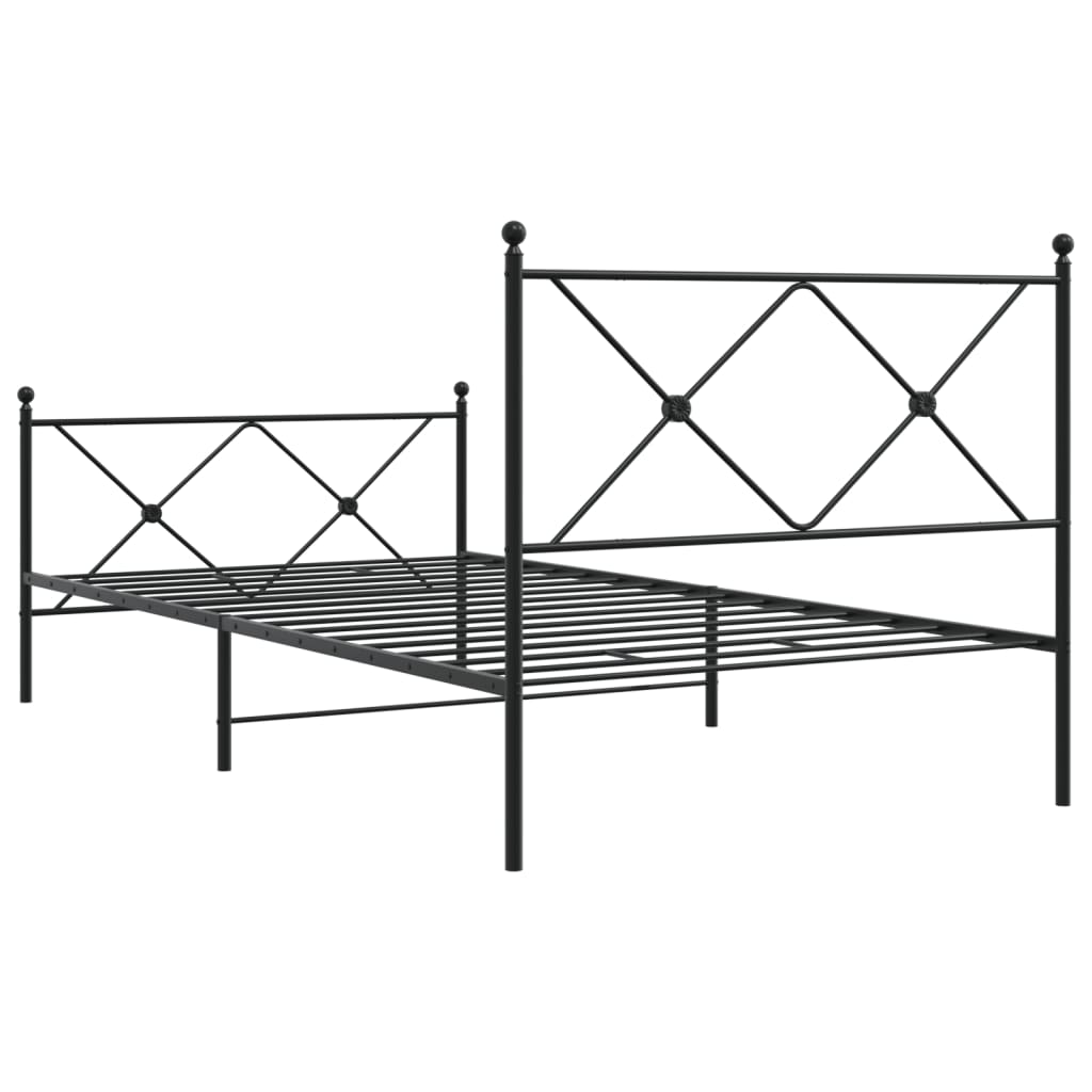 sengeramme med sengegavl og fodgærde 100x200 cm metal sort
