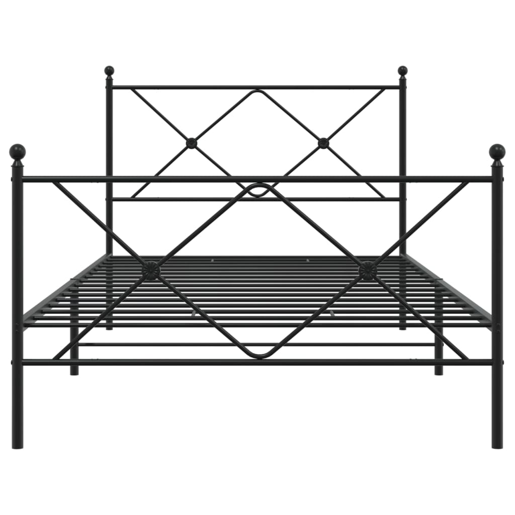 sengeramme med sengegavl og fodgærde 107x203 cm metal sort