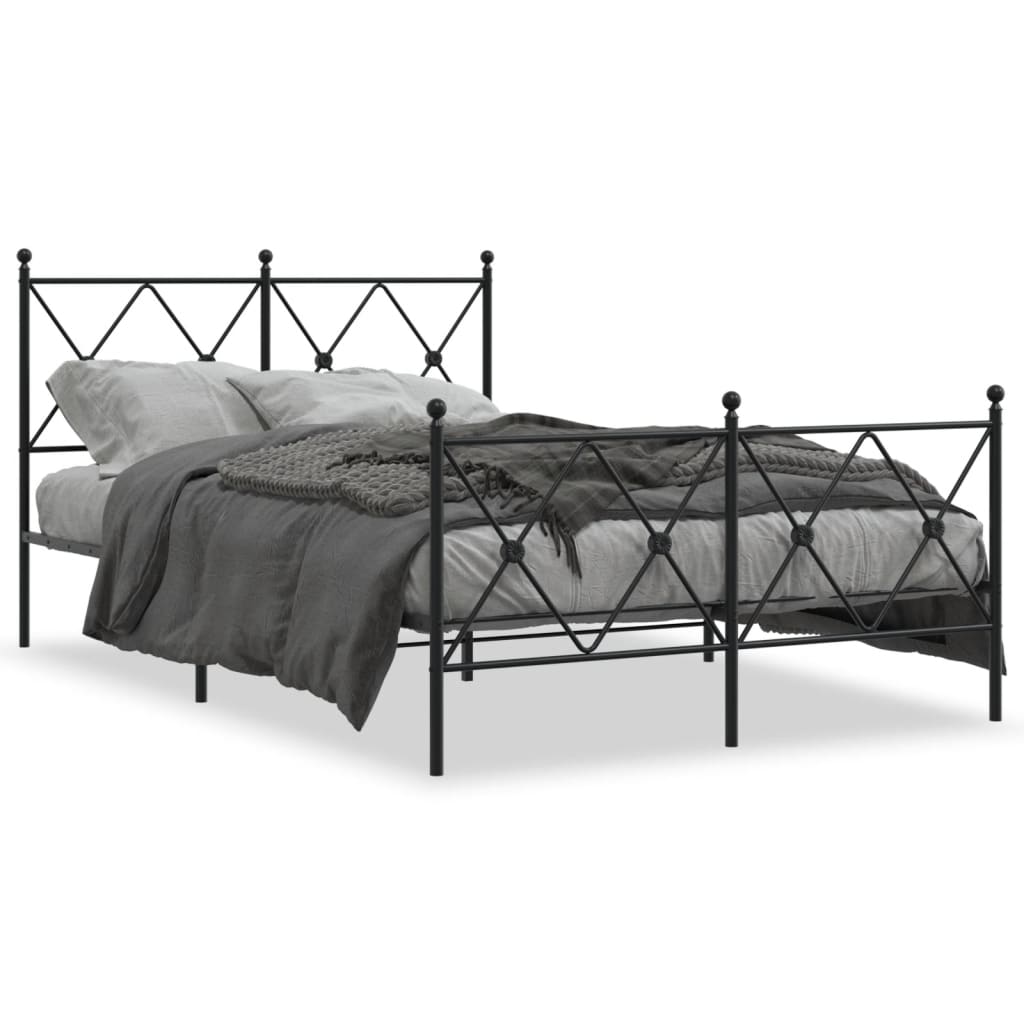 sengeramme med sengegavl og fodgærde 120x190 cm metal sort