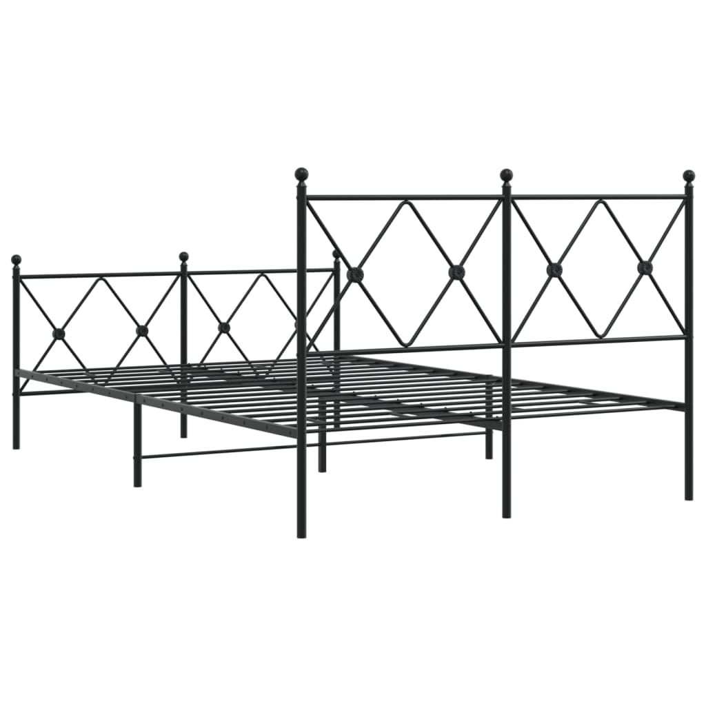 sengeramme med sengegavl og fodgærde 120x190 cm metal sort