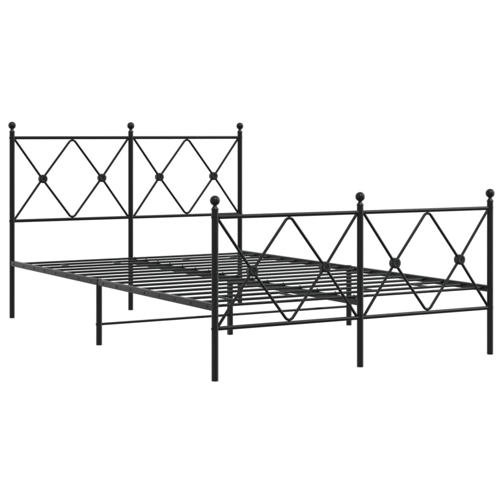 sengeramme med sengegavl og fodgærde 120x200 cm metal sort