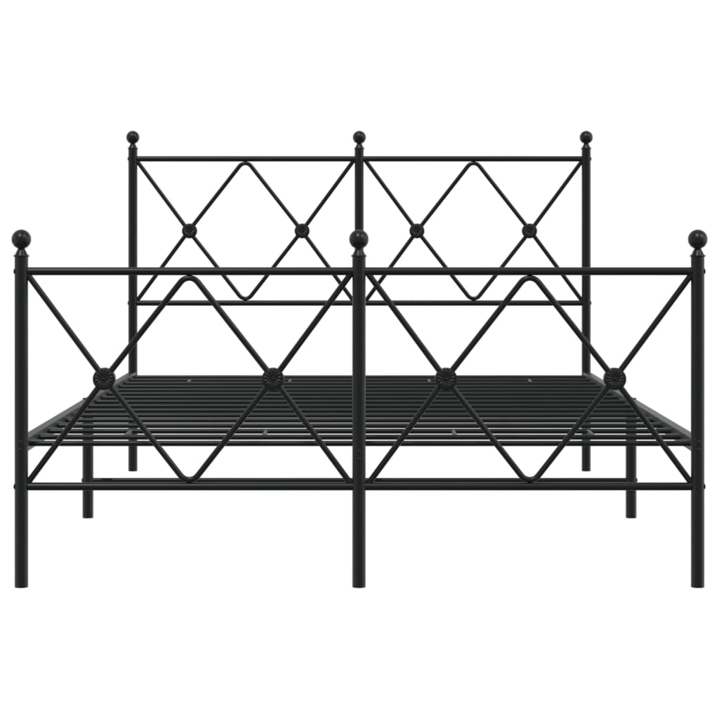 sengeramme med sengegavl og fodgærde 120x200 cm metal sort