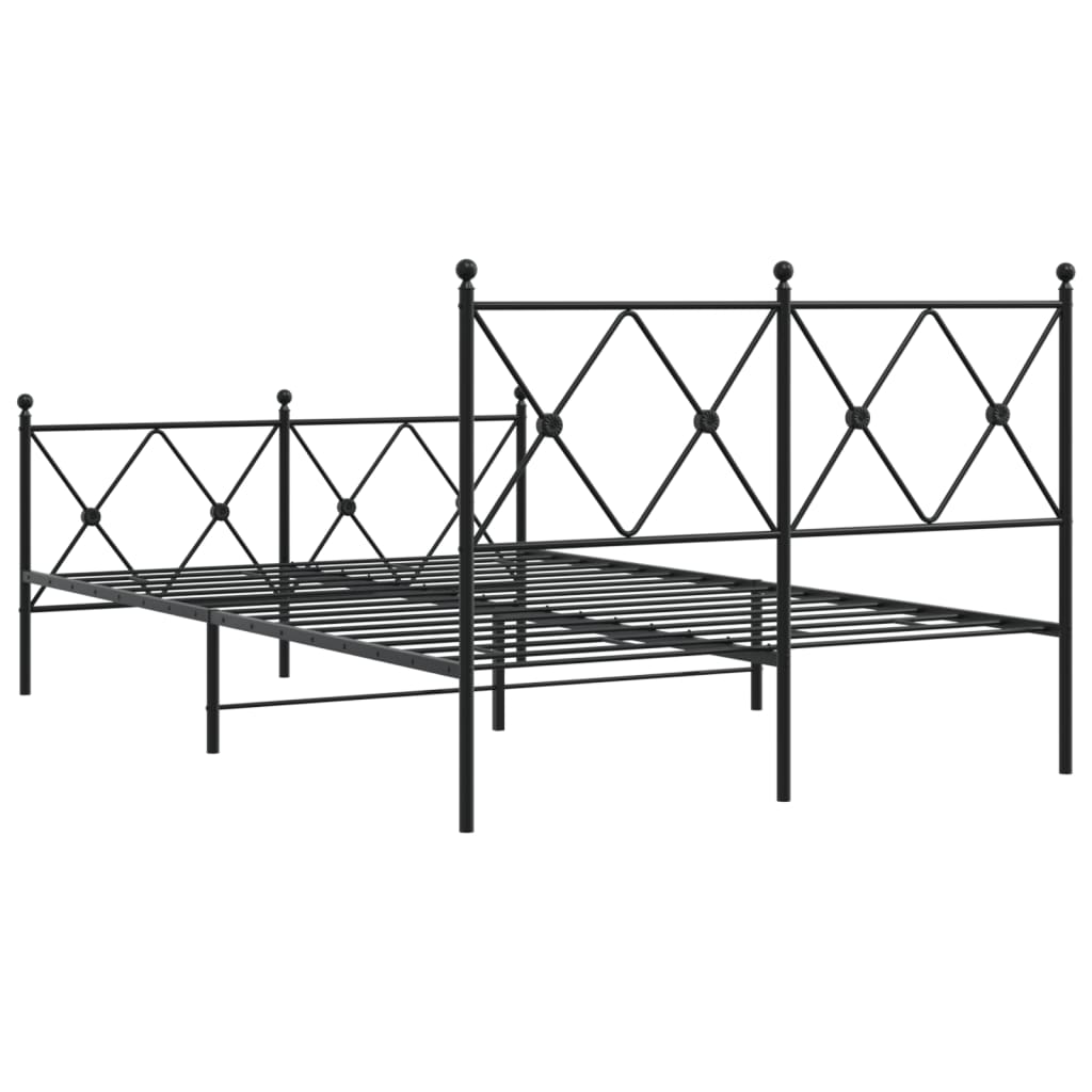 sengeramme med sengegavl og fodgærde 120x200 cm metal sort