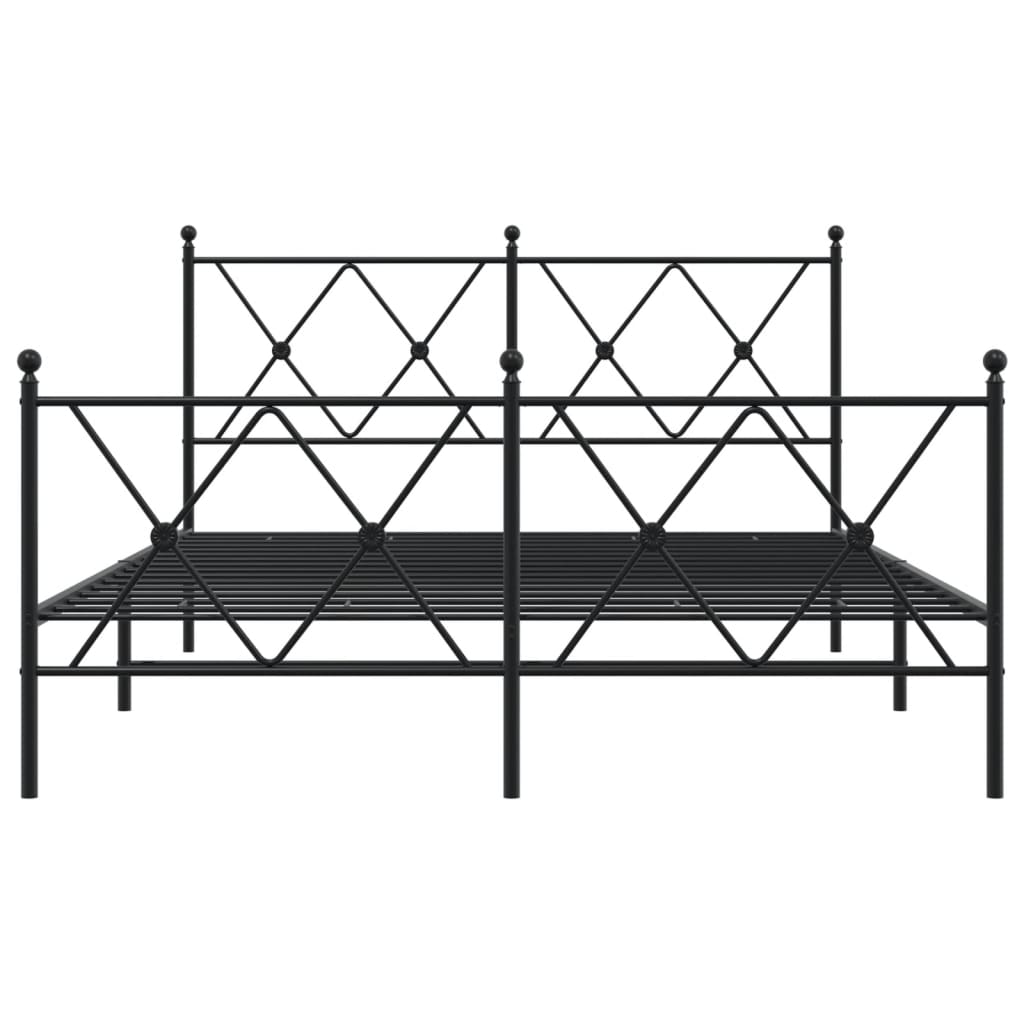 sengeramme med sengegavl og fodgærde 137x190 cm metal sort