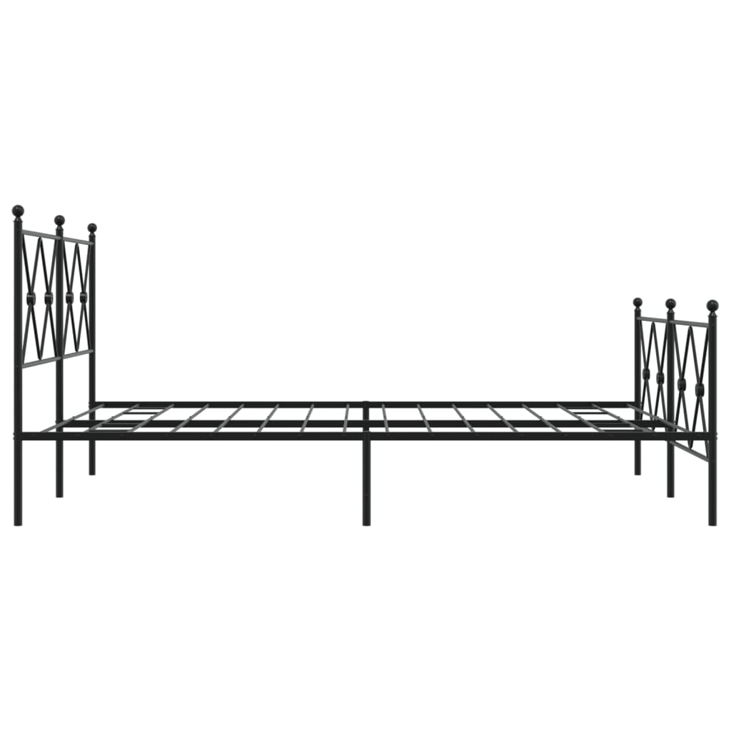 sengeramme med sengegavl og fodgærde 137x190 cm metal sort