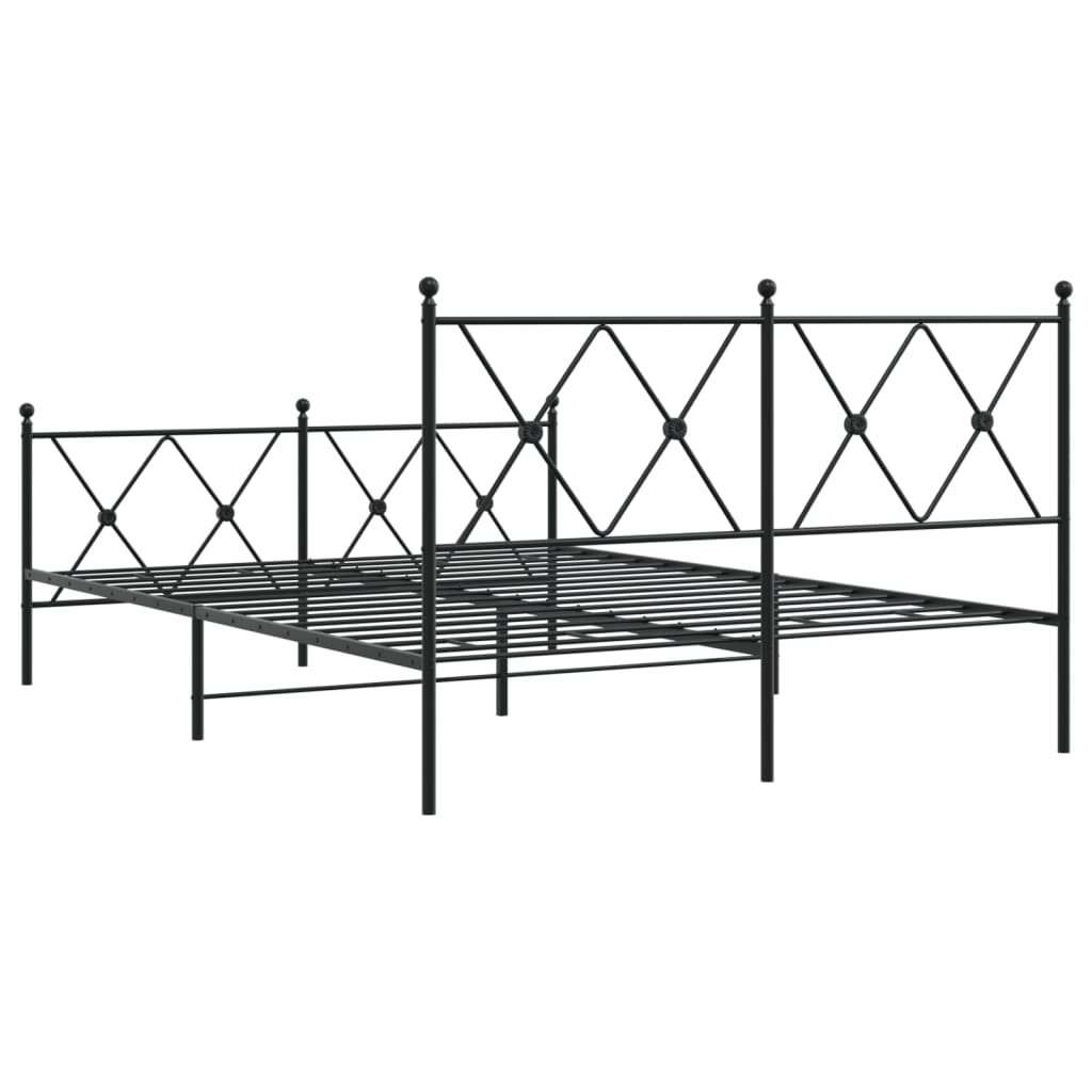 sengeramme med sengegavl og fodgærde 137x190 cm metal sort