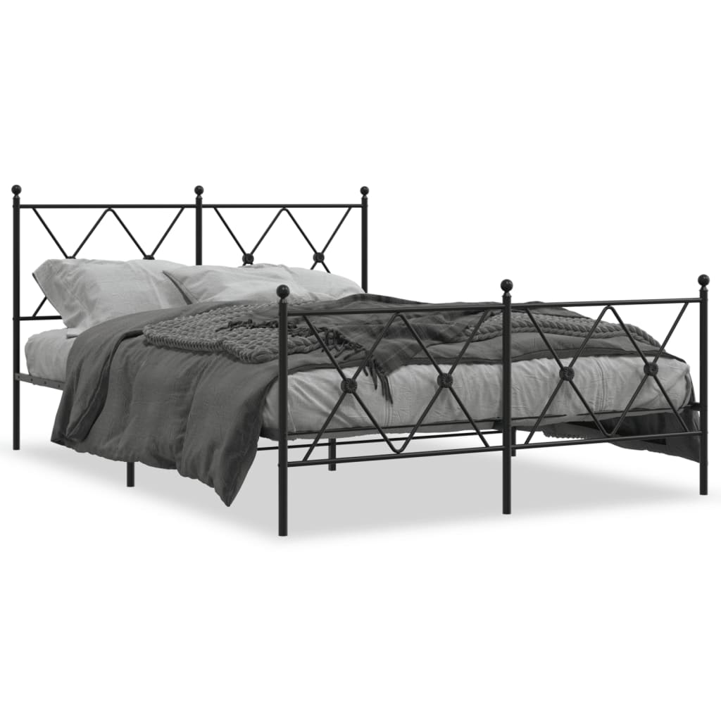 sengeramme med sengegavl og fodgærde 140x190 cm metal sort