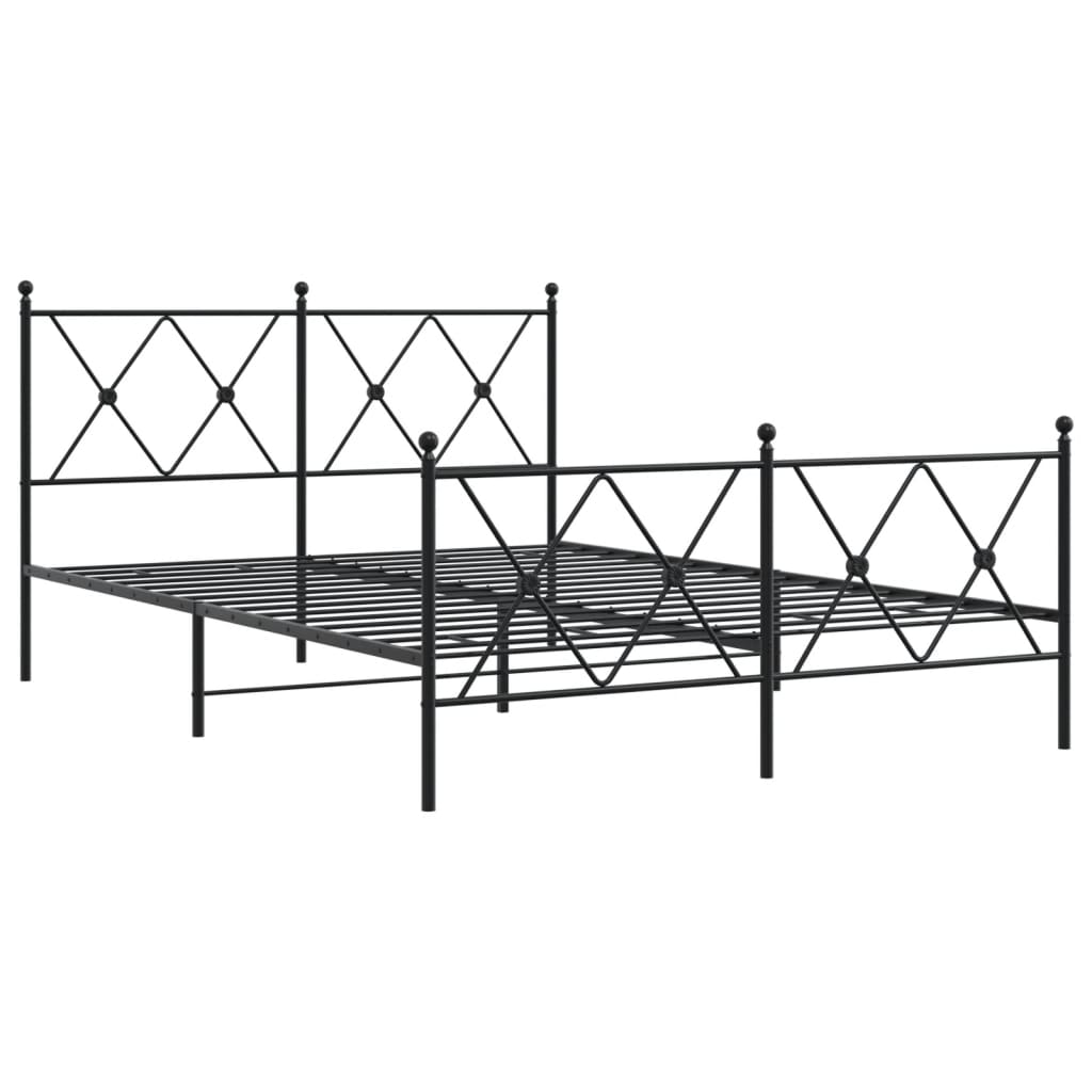 sengeramme med sengegavl og fodgærde 140x190 cm metal sort