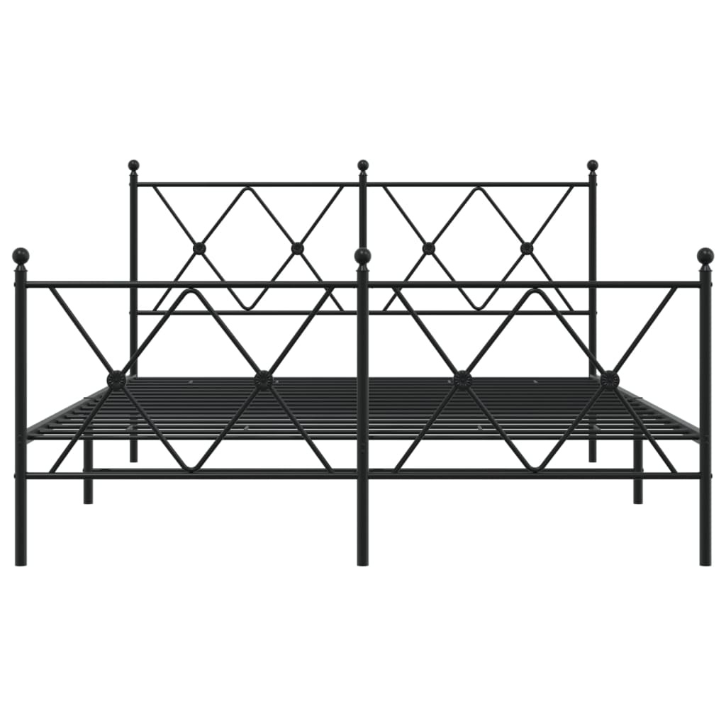 sengeramme med sengegavl og fodgærde 140x190 cm metal sort