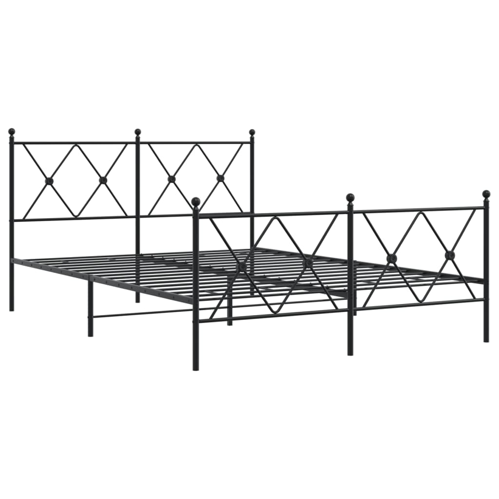 sengeramme med sengegavl og fodgærde 140x200 cm metal sort