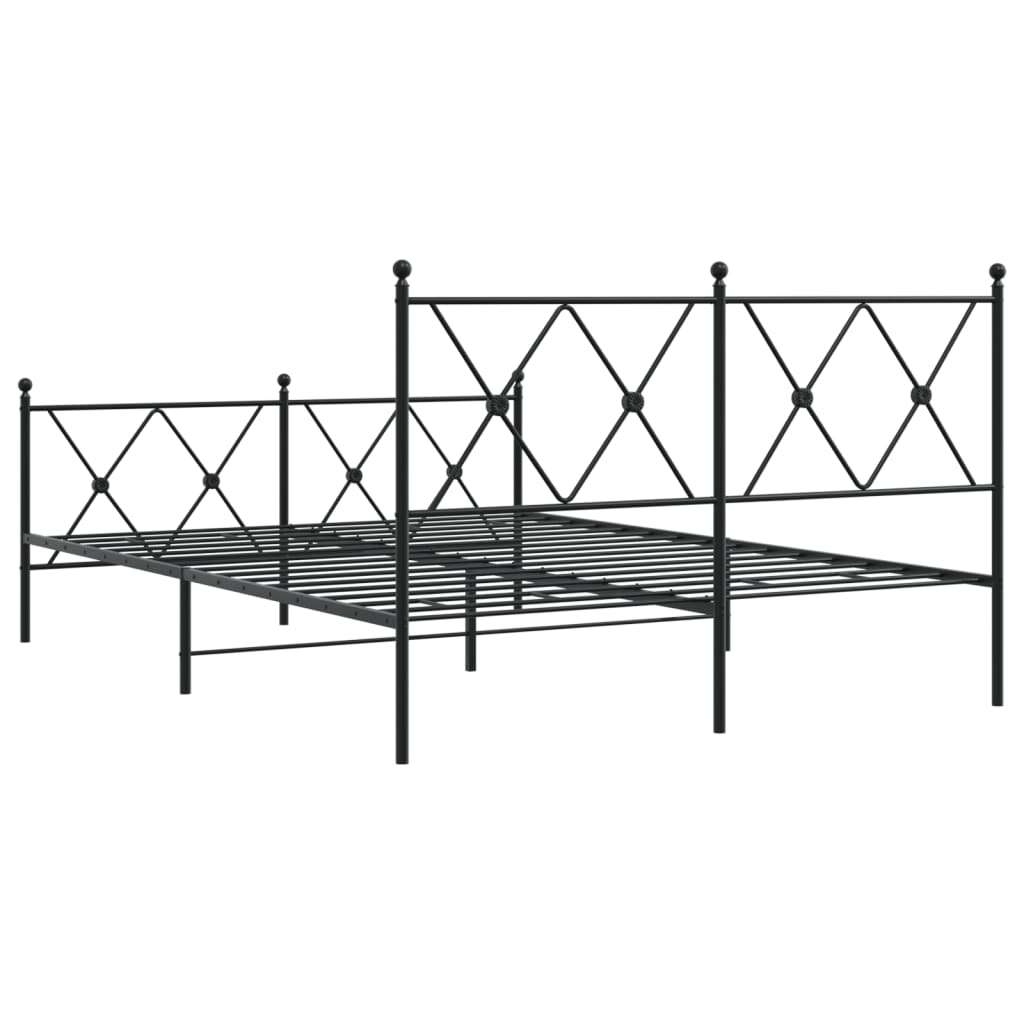 sengeramme med sengegavl og fodgærde 140x200 cm metal sort