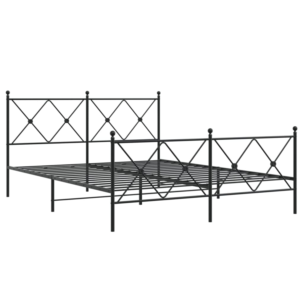 sengeramme med sengegavl og fodgærde 150x200 cm metal sort