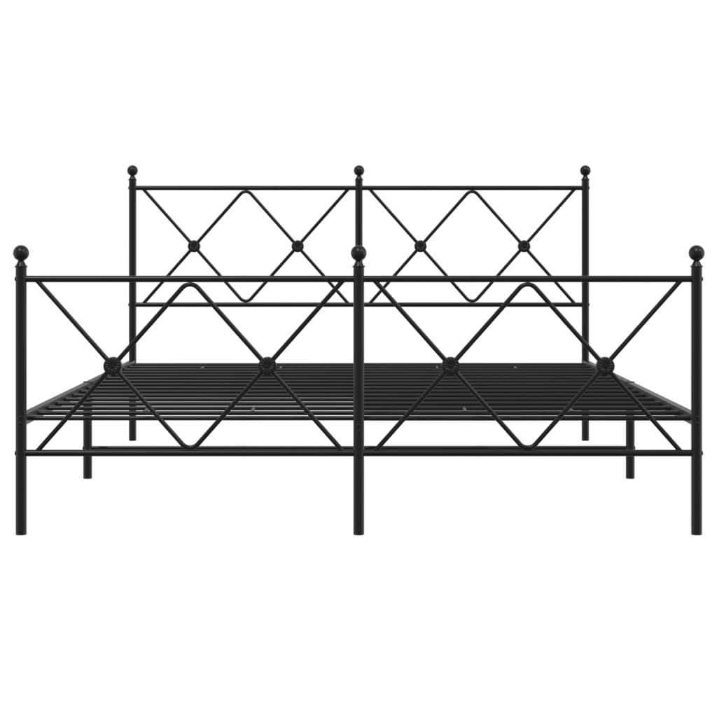 sengeramme med sengegavl og fodgærde 150x200 cm metal sort