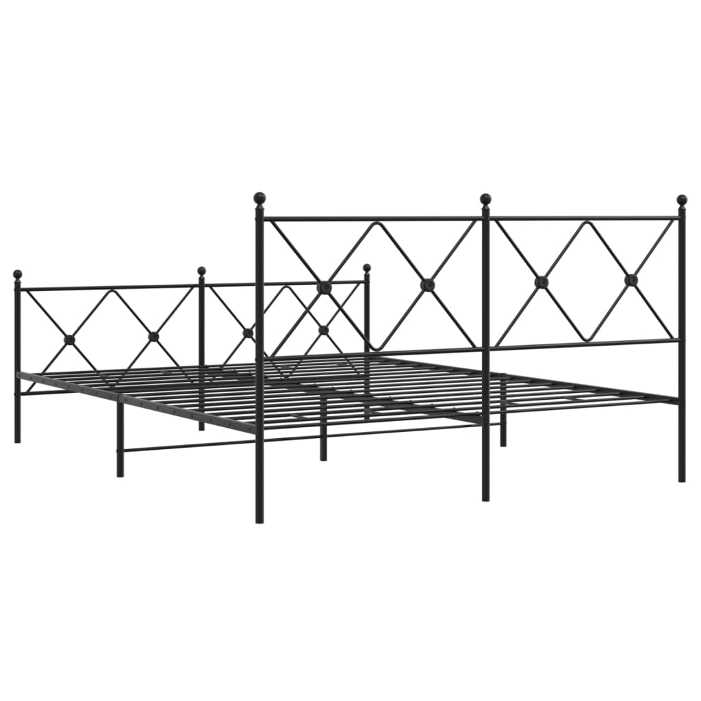 sengeramme med sengegavl og fodgærde 150x200 cm metal sort
