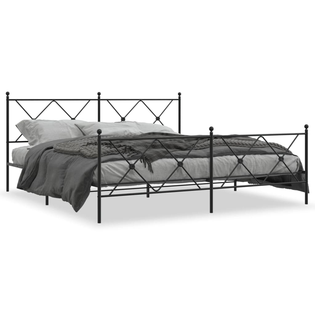 sengeramme med sengegavl og fodgærde 183x213 cm metal sort