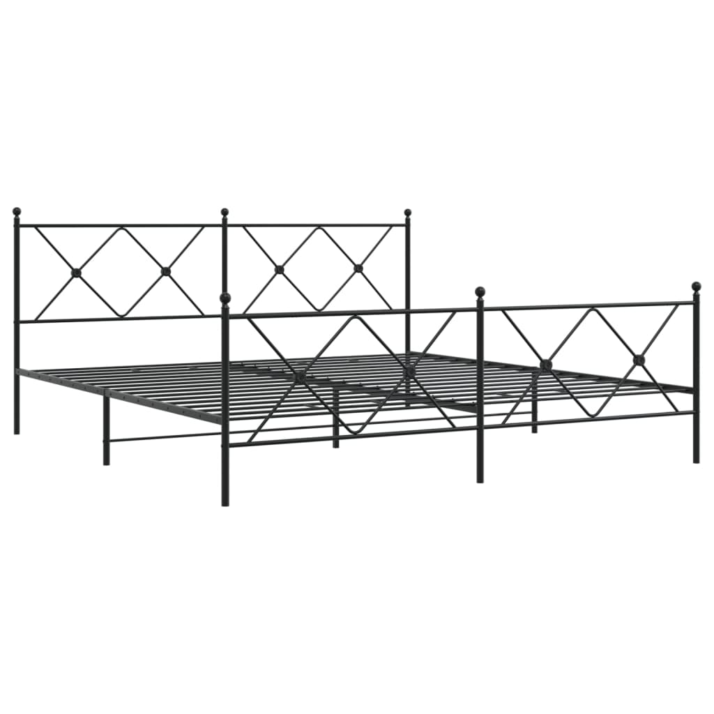 sengeramme med sengegavl og fodgærde 183x213 cm metal sort