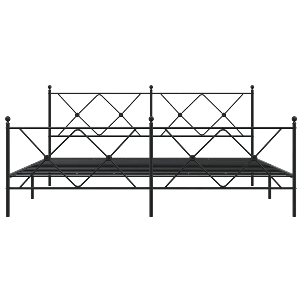 sengeramme med sengegavl og fodgærde 183x213 cm metal sort