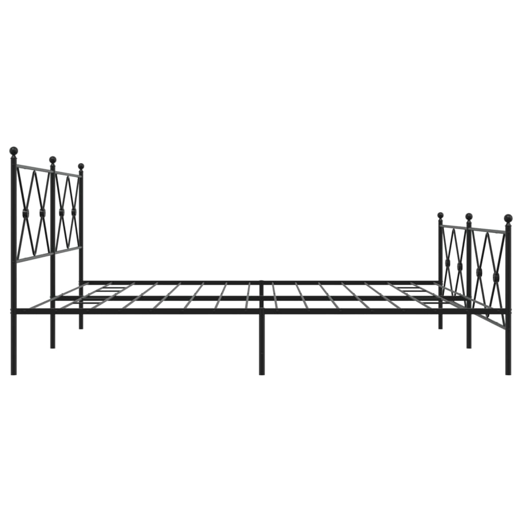 sengeramme med sengegavl og fodgærde 183x213 cm metal sort