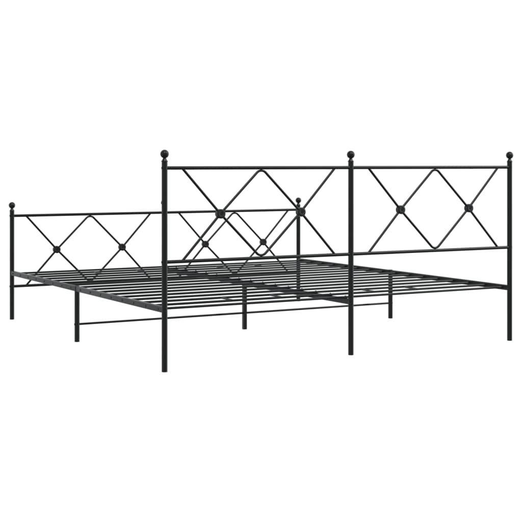 sengeramme med sengegavl og fodgærde 183x213 cm metal sort