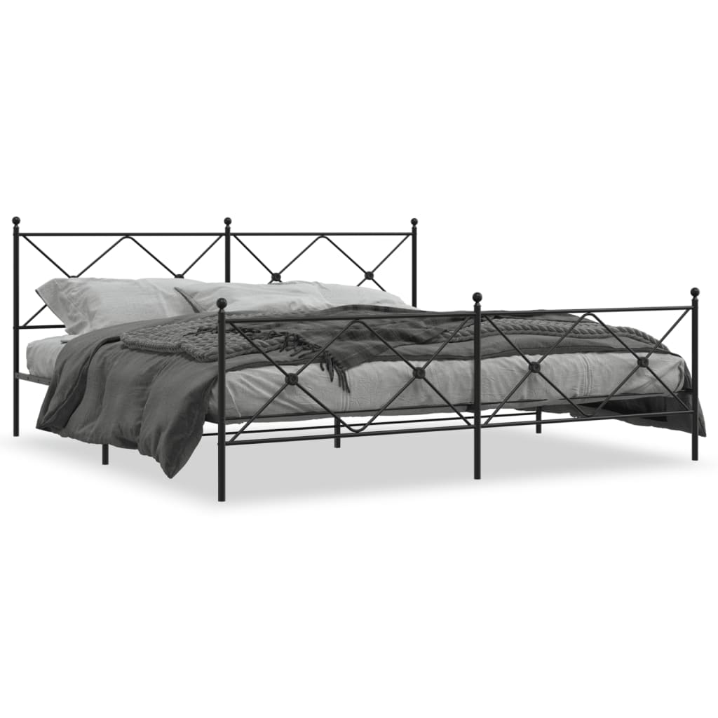 sengeramme med sengegavl og fodgærde 193x203 cm metal sort