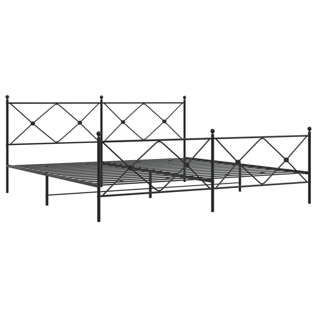 sengeramme med sengegavl og fodgærde 193x203 cm metal sort