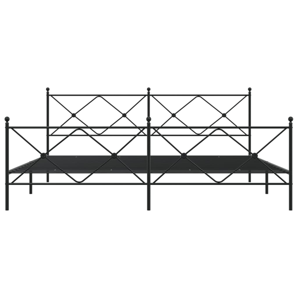 sengeramme med sengegavl og fodgærde 193x203 cm metal sort