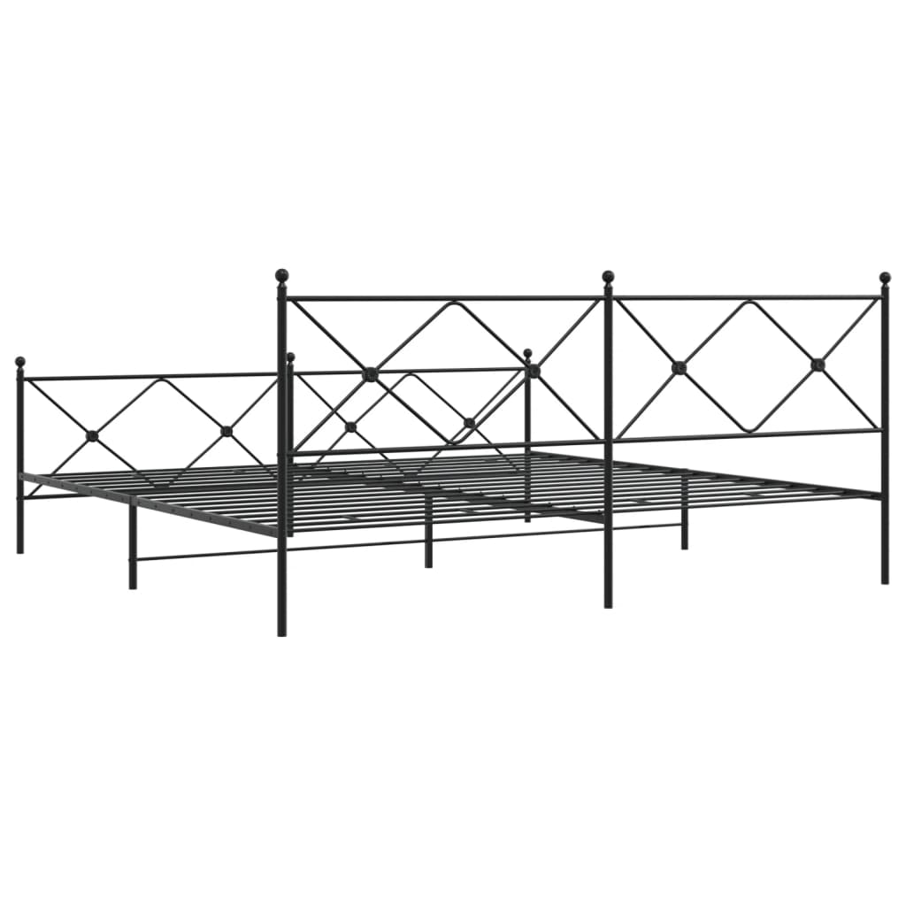 sengeramme med sengegavl og fodgærde 193x203 cm metal sort