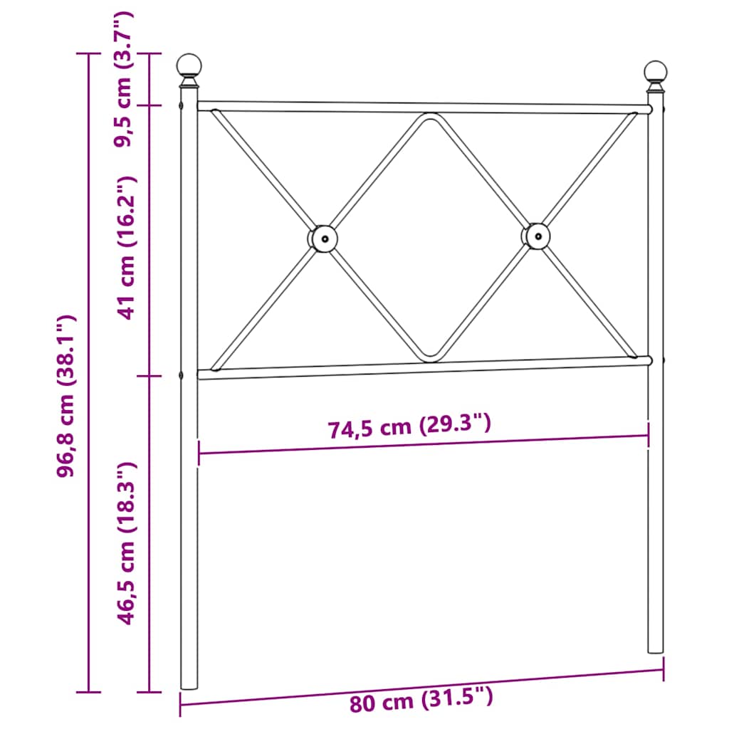 udskiftningsgavl 75 cm metal sort