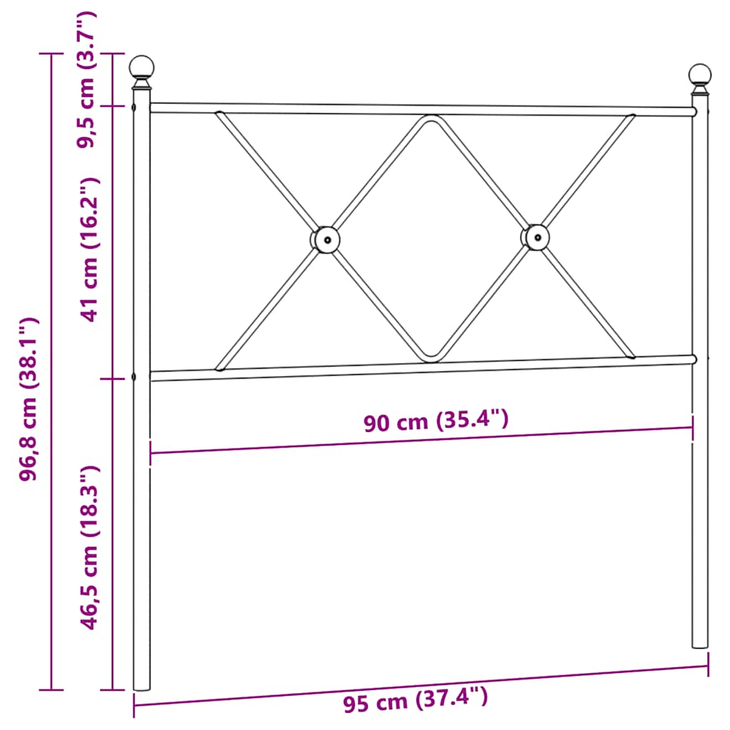 udskiftningsgavl 90 cm metal sort