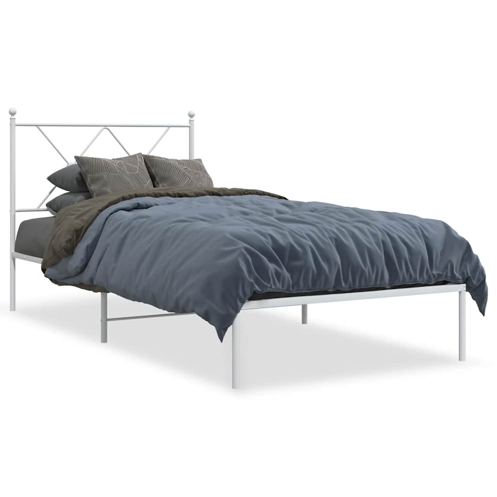 sengeramme med sengegavl 90x190 cm metal hvid