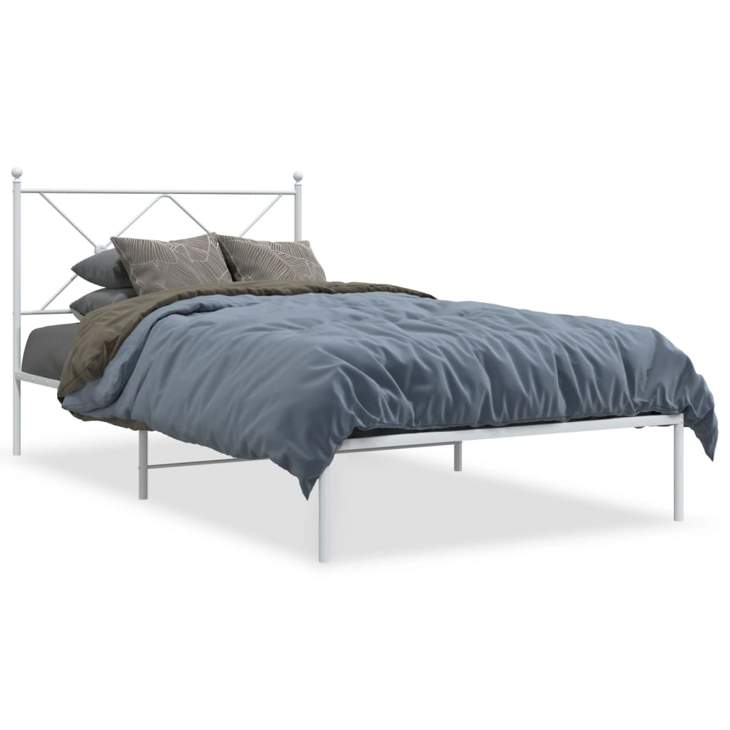 sengeramme med sengegavl 100x190 cm metal hvid