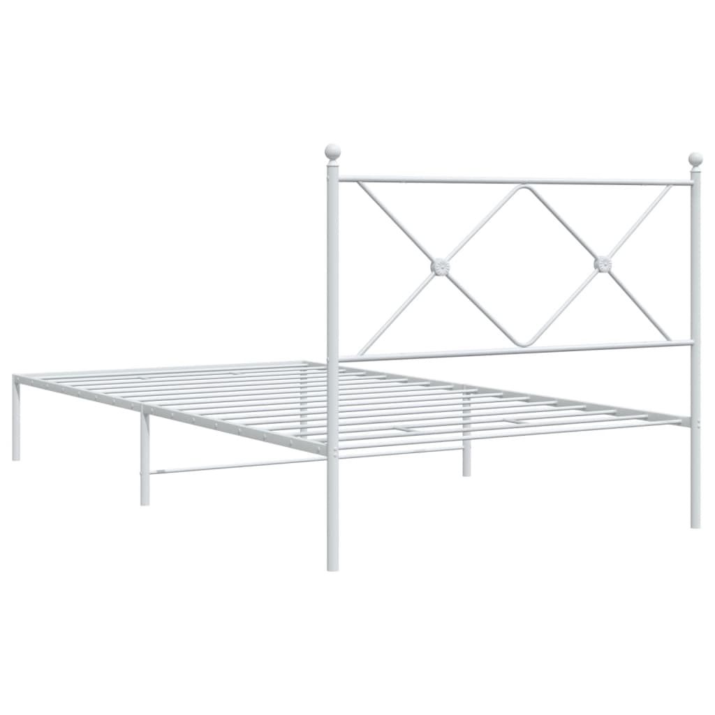 sengeramme med sengegavl 100x190 cm metal hvid