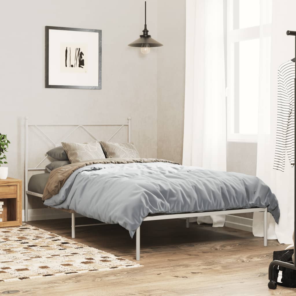 sengeramme med sengegavl 100x190 cm metal hvid