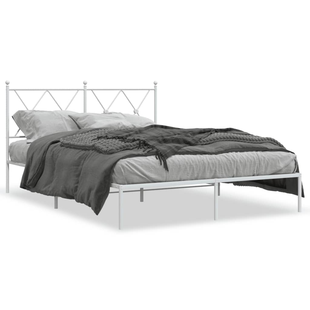 sengeramme med sengegavl 135x190 cm metal hvid