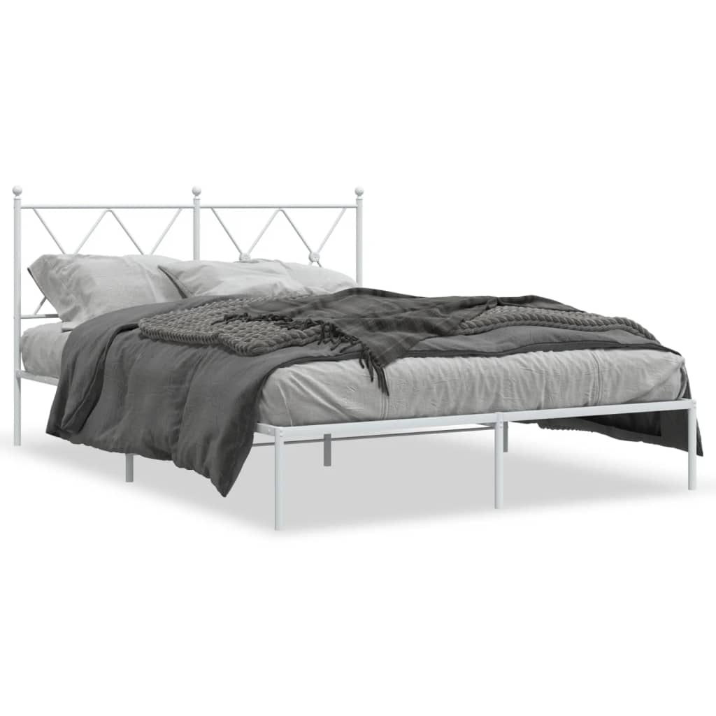 sengeramme med sengegavl 140x190 cm metal hvid