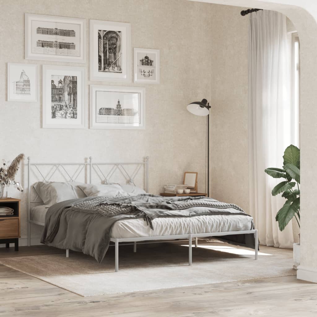 sengeramme med sengegavl 140x190 cm metal hvid