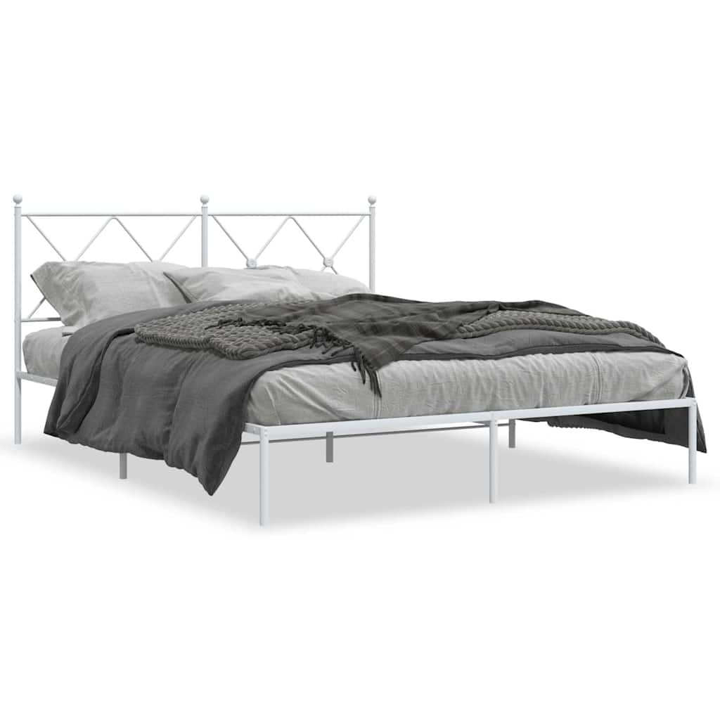 sengeramme med sengegavl 150x200 cm metal hvid