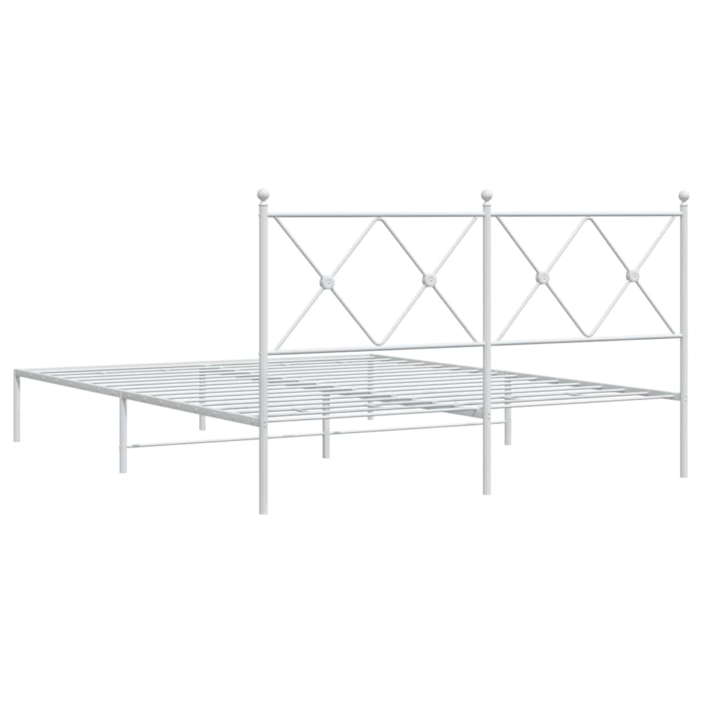sengeramme med sengegavl 150x200 cm metal hvid