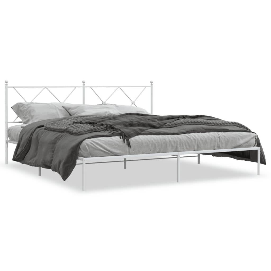 sengeramme med sengegavl 180x200 cm metal hvid