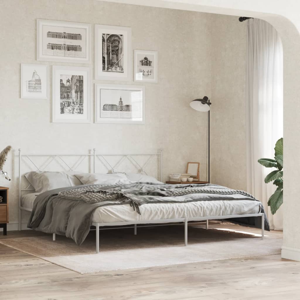 sengeramme med sengegavl 180x200 cm metal hvid